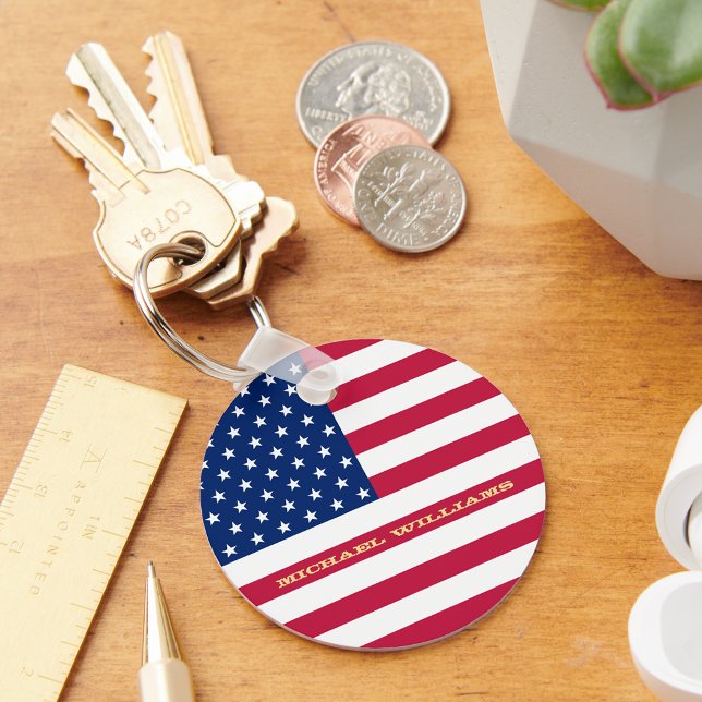 USA Flag Patriotic American 4th of July Keychain (USA Flag Patriotic American 4th of July Keychain)