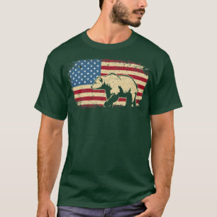 USA Flag Patriotic American Bear Hunter Hunting Lo T-Shirt