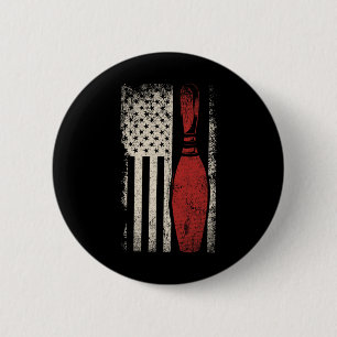 Usa Flag Patriotic American Bowler Gift Bowling Pi 6 Cm Round Badge