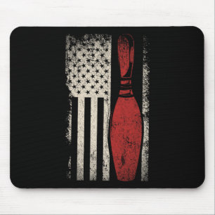 Usa Flag Patriotic American Bowler Gift Bowling Pi Mouse Pad