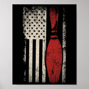 Usa Flag Patriotic American Bowler Gift Bowling Pi Poster