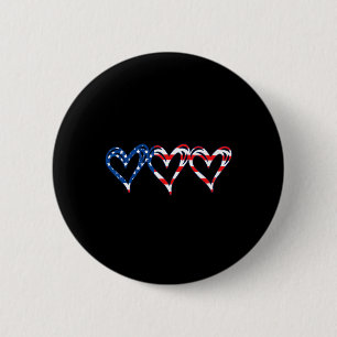 Usa Flag Patriotic American Hearts Armed Forces 4t 6 Cm Round Badge