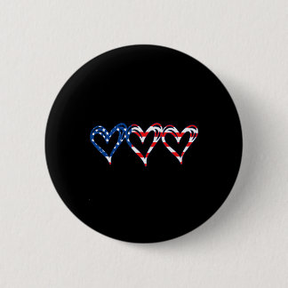 Usa Flag Patriotic American Hearts Armed Forces 4t 6 Cm Round Badge