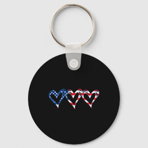 Usa Flag Patriotic American Hearts Armed Forces 4t Key Ring