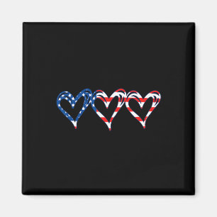 Usa Flag Patriotic American Hearts Armed Forces 4t Magnet