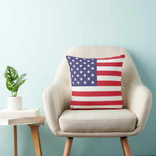 USA Flag Patriotic American Red White Blue Cushion