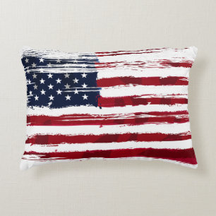USA Flag Patriotic American Red White Blue Decorative Cushion