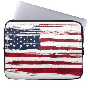 USA Flag Patriotic American Red White Blue Laptop Sleeve