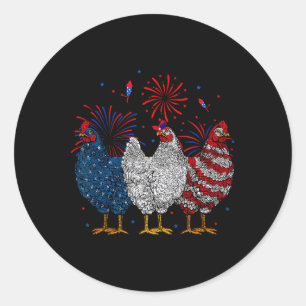 Usa Flag Patriotic Chicken Lover 4th Of July 1  Classic Round Sticker