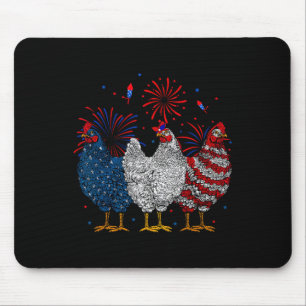 Usa Flag Patriotic Chicken Lover 4th Of July 1 Mouse Pad