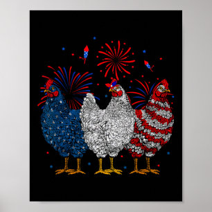 Usa Flag Patriotic Chicken Lover 4th Of July 1  Poster