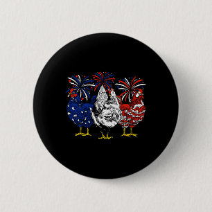 Usa Flag Patriotic Chicken Lover 4th Of July 6 Cm Round Badge