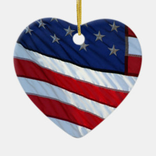 USA Flag Patriotic Christmas Ceramic Ornament