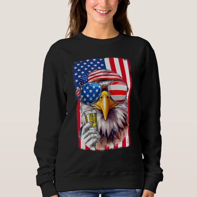 USA Flag Patriotic Eagle Sunglasses 4th Of July Be Sweatshirt (Front)