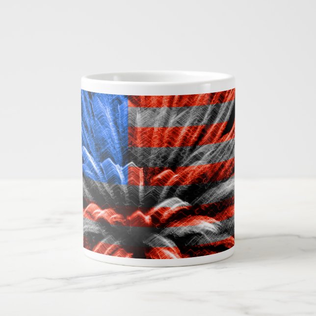 USA Flag Patriotic Fireworks Large Coffee Mug (Front)