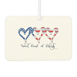 USA Flag Patriotic Hearts 4th of July Sweet Land o Car Air Freshener