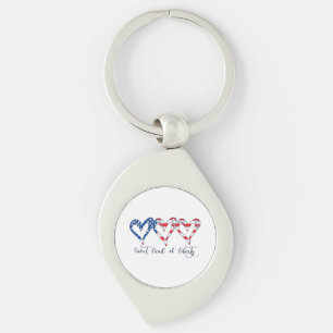 USA Flag Patriotic Hearts 4th of July Sweet Land o Key Ring
