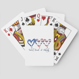 USA Flag Patriotic Hearts 4th of July Sweet Land o Playing Cards