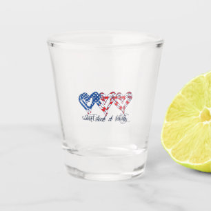 USA Flag Patriotic Hearts 4th of July Sweet Land o Shot Glass