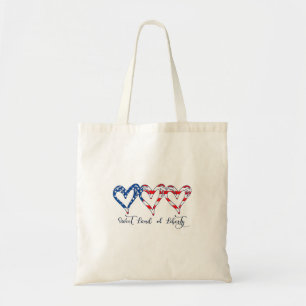 USA Flag Patriotic Hearts 4th of July Sweet Land o Tote Bag
