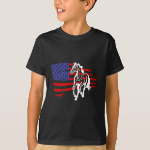 USA Flag Patriotic Horse riding Equestrian gift fo T-Shirt