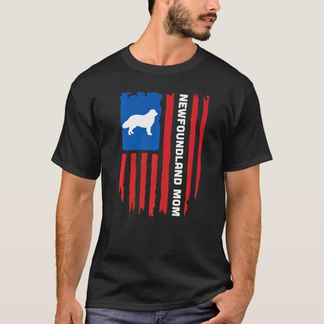 USA flag Patriotic Newfoundland Mum T-Shirt (Front)