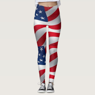 usa flag patriotic pattern red blue white colours leggings