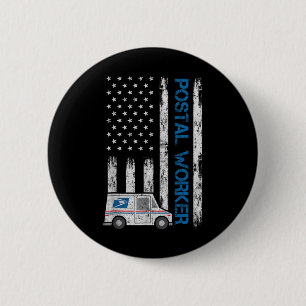 Usa Flag Patriotic Postal Worker Mailman Mail Lady 6 Cm Round Badge