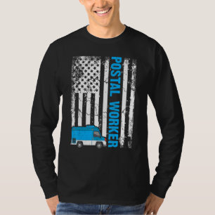 USA Flag Patriotic Retired Postal Worker Mailman M T-Shirt