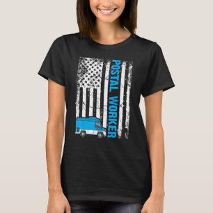 USA Flag Patriotic Retired Postal Worker Mailman M T-Shirt