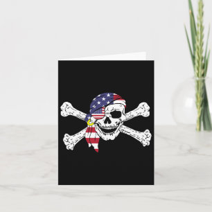 Usa Flag Patriotic Skull And Crossbones Pirate Men Card