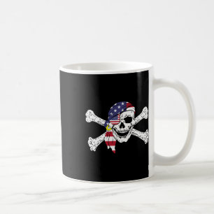 Usa Flag Patriotic Skull And Crossbones Pirate Men Coffee Mug