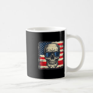Usa flag patriotic skull shirt independence day  coffee mug