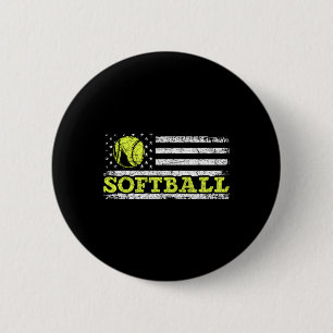Usa Flag Patriotic Softll Player American Sport So 6 Cm Round Badge