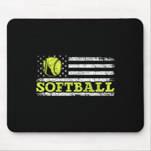 Usa Flag Patriotic Softll Player American Sport So Mouse Pad