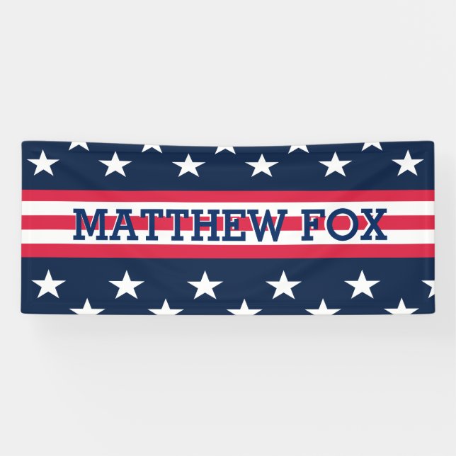 USA Flag 🇺🇸 Patriotic Stars & Stripes Monogram Banner (Horizontal)