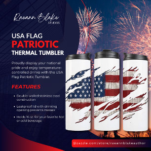 USA Flag Patriotic Thermal Tumbler