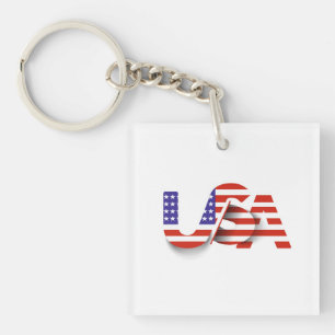 USA Flag – Patriotic USA Typography Key Ring