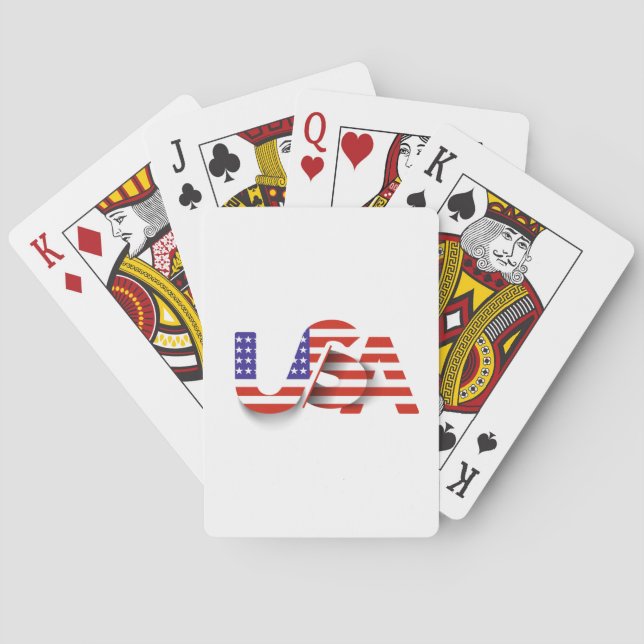 USA Flag – Patriotic USA Typography  Playing Cards (Back)
