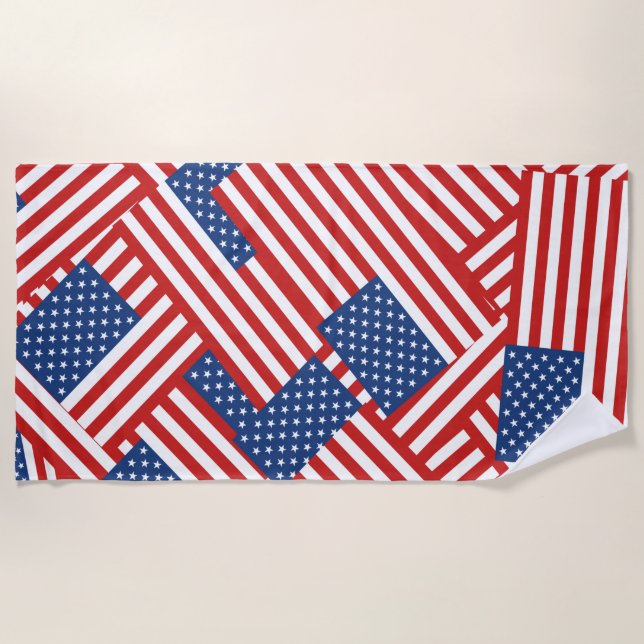 USA Flag Pattern Beach Towel (Front)