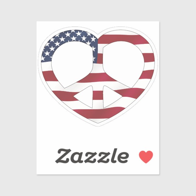 USA Flag Peace Heart (Sheet)