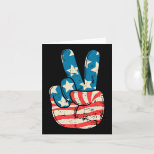 Usa Flag Peace Sign Hand 4th Of July Patriotic Men Card