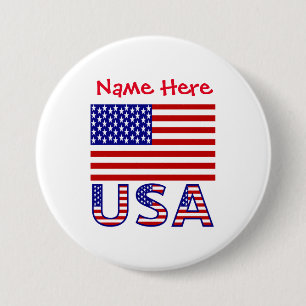 USA Flag Personalised Heritage 7.5 Cm Round Badge
