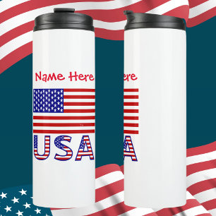 USA Flag Personalised Thermal Tumbler