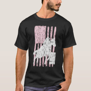 Usa Flag Pink Barrel Racing Racer Horse Riding Rod T-Shirt