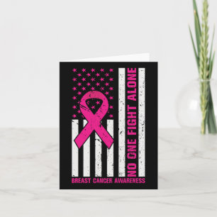 Usa Flag Pink Ribbon Nobody Fights Breast Cancer A Card