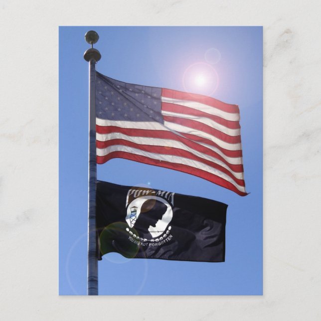 USA FLAG & POW MIA FLAG POSTCARD (Front)