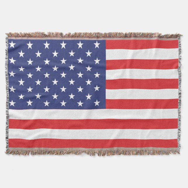 USA Flag Print Patriotic Throw Blanket (Front)
