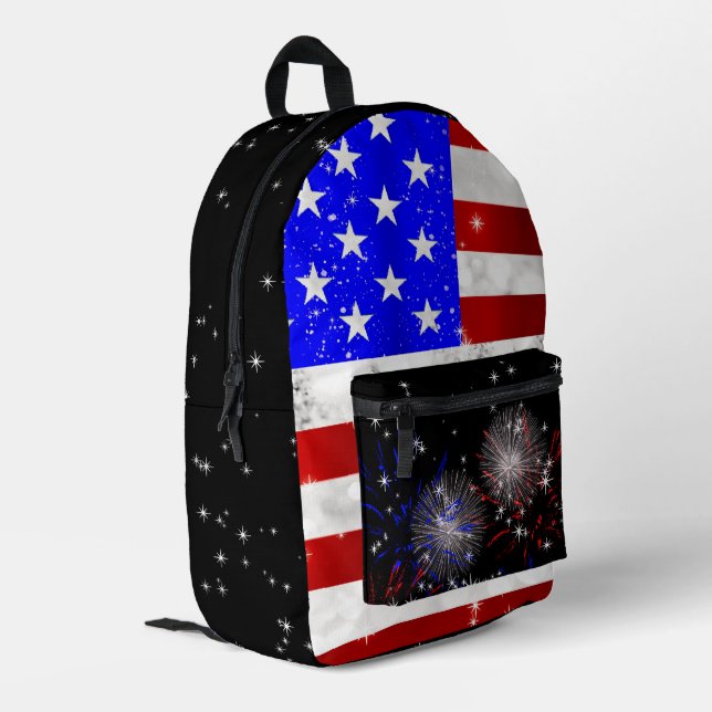 USA flag Printed Backpack (Back Corner Left)