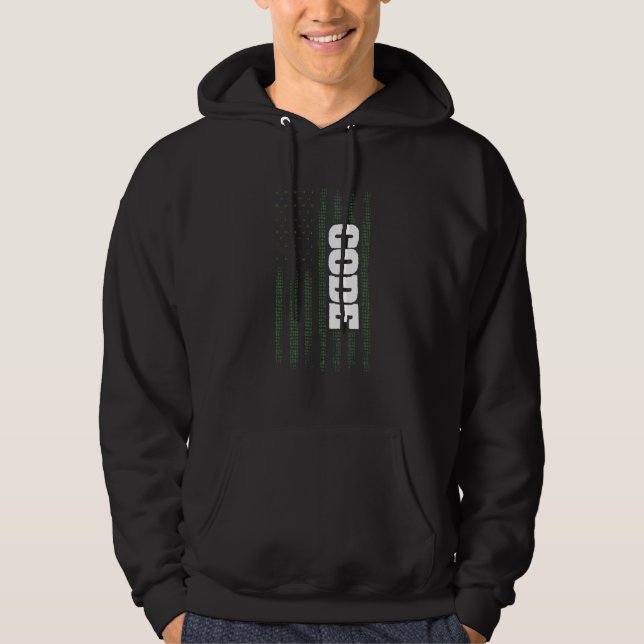 Usa Flag Programming Code 4th Of July Software Dev Hoodie (Front)